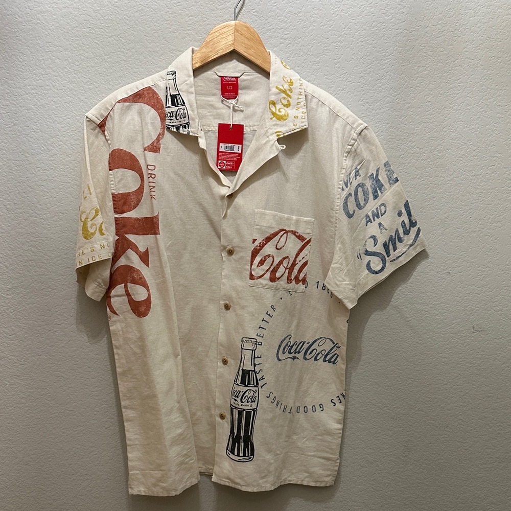 Coca Cola Cream and Red Button Down Shirt - Picture 7 of 11